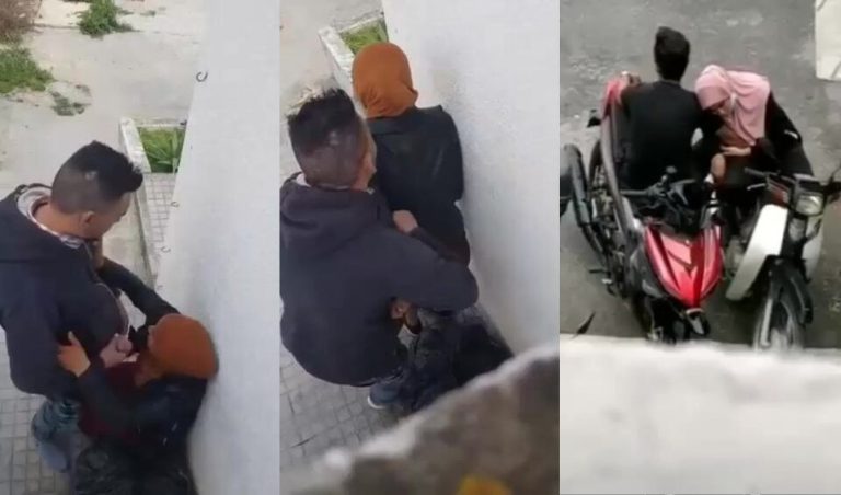 مصرية محجبة بتتفضح وحبيبها بينيكها خلفي في الشارع
